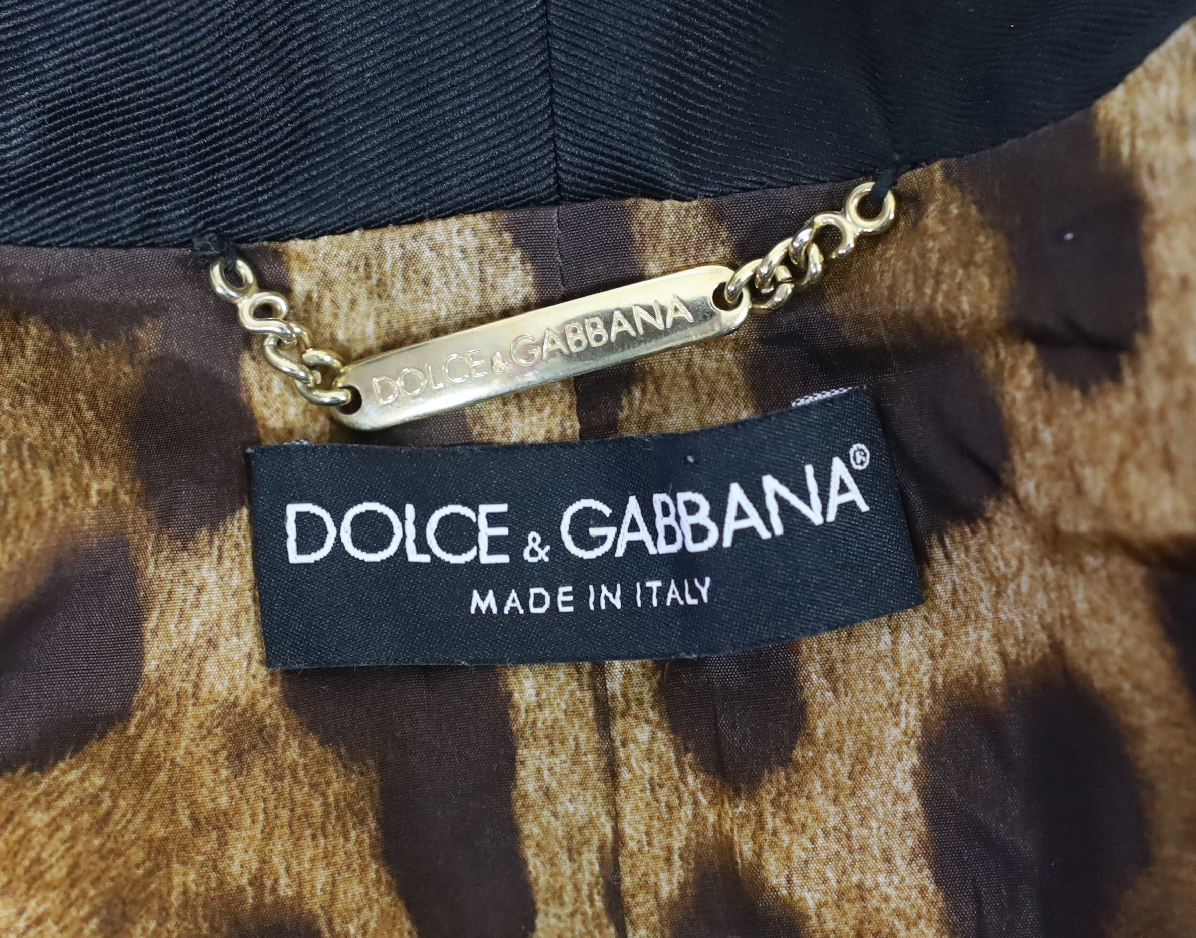 A lady's Dolce & Gabbana gold metallic leather jacket, size 42